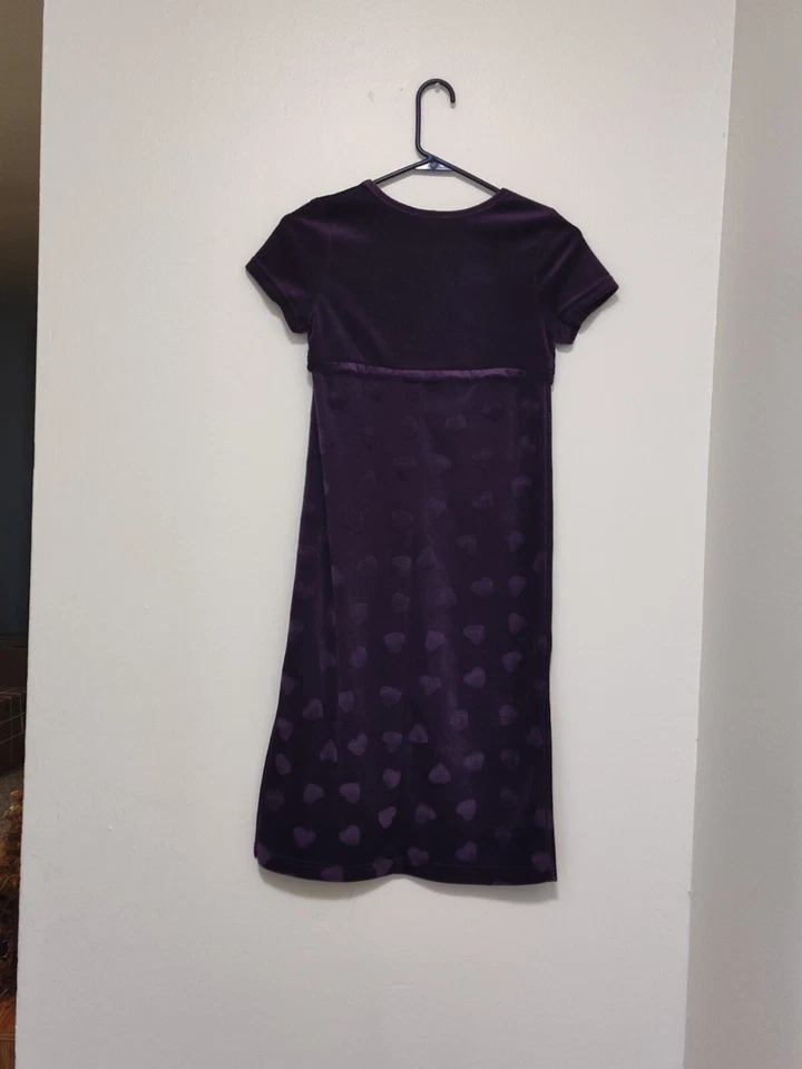 Amy Byer 连衣裙紫色女孩 10 码短袖心形侧开衩 — 第 3/4 张图片