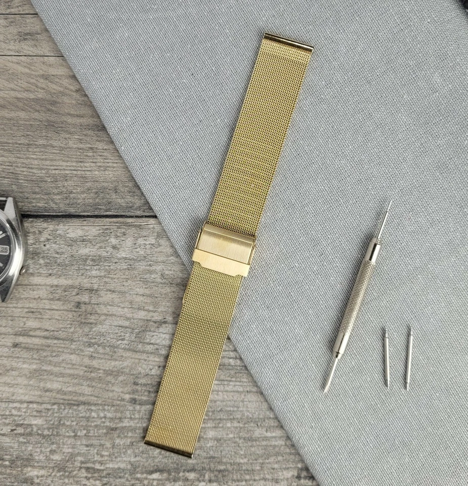 Steel Milanese Mesh Watch Bracelet Strap Band | Black Silver Gold 14/18/20/22mm Foto 4 de 4