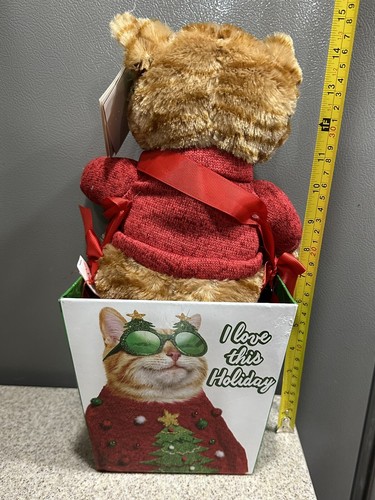 DanDee Avanti Cat In A Box Sweater "I Love This Holiday" Plush New Original Tags - Picture 3 of 9