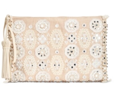 Angel L. Martino Large Wristlet Clutch Bag Natural Silver