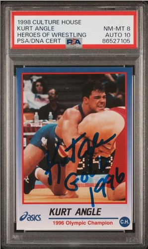 1998 Culture House Wrestling Signed Kurt Angle Rookie Card PSA 8 Auto 10 POP 2