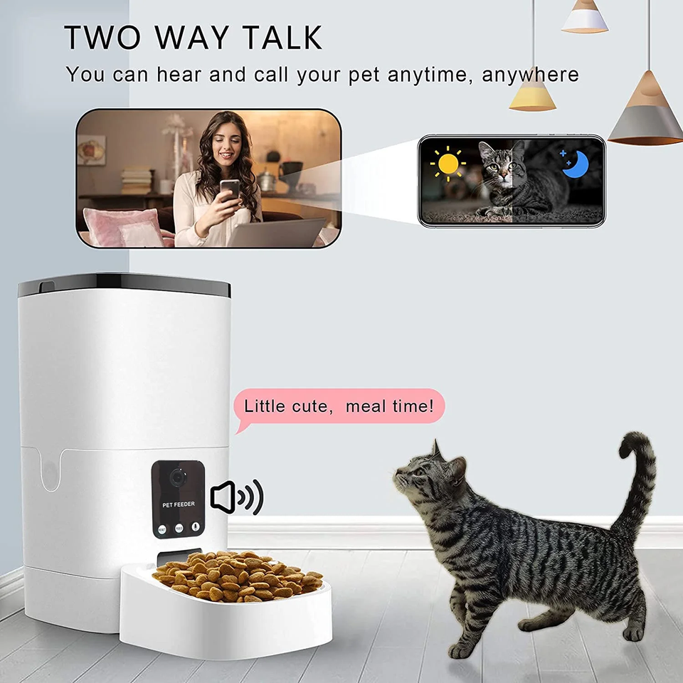Pet Feeder,6L Automatic Pet Feeder for Cats and Dogs,1080P Camera,App Control,Vo eBay