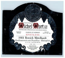 Vintage Michel Mort Bereich Mittelhardt Spatlese German Wine Label Original S82E