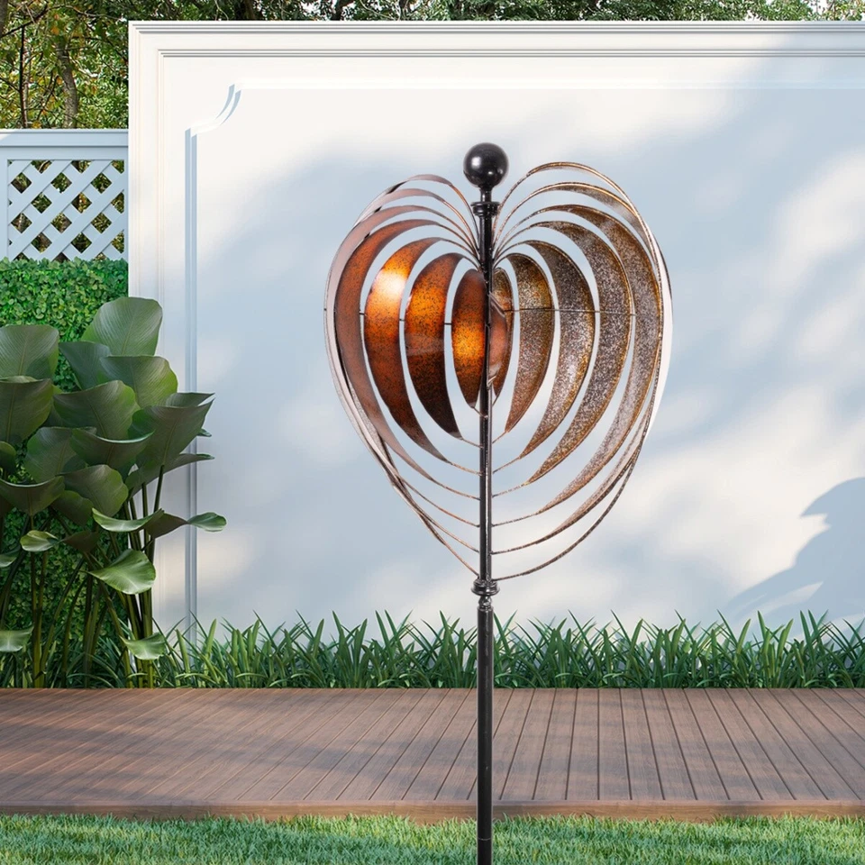 CIM Windrad Herz Windräder Ø54cm Gesamthöhe: 200cm Windspiel Garten Metall - Bild 3 von 3