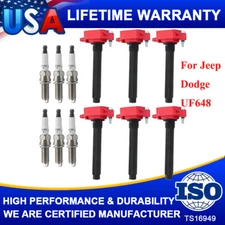 Set of 6 Heavy Duty Ignition Coil & Iridium Spark Plug For Jeep Dodge 3.6L UF648