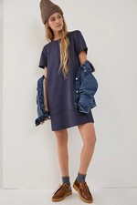 NWT Anthropologie Hayden Sued Tee Tunic Exposed Zipper Boho Navy Dress S $148