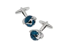 Globe Map Earth Really Spins Pair Cufflinks in Presentation Gift Box Cloth