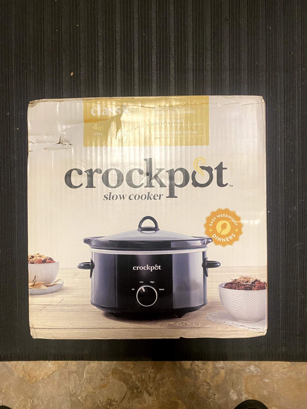 CLASSIC CROCKPOT SLOW COOKER 4QT 4+ PEOPLE OVAL 3 SETTINGS OFF, LOW, HIGH, WARM
