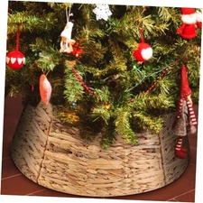  26 Inch Christmas Tree Collar Basket, Large Woven Hyacinth Rustic Christmas 