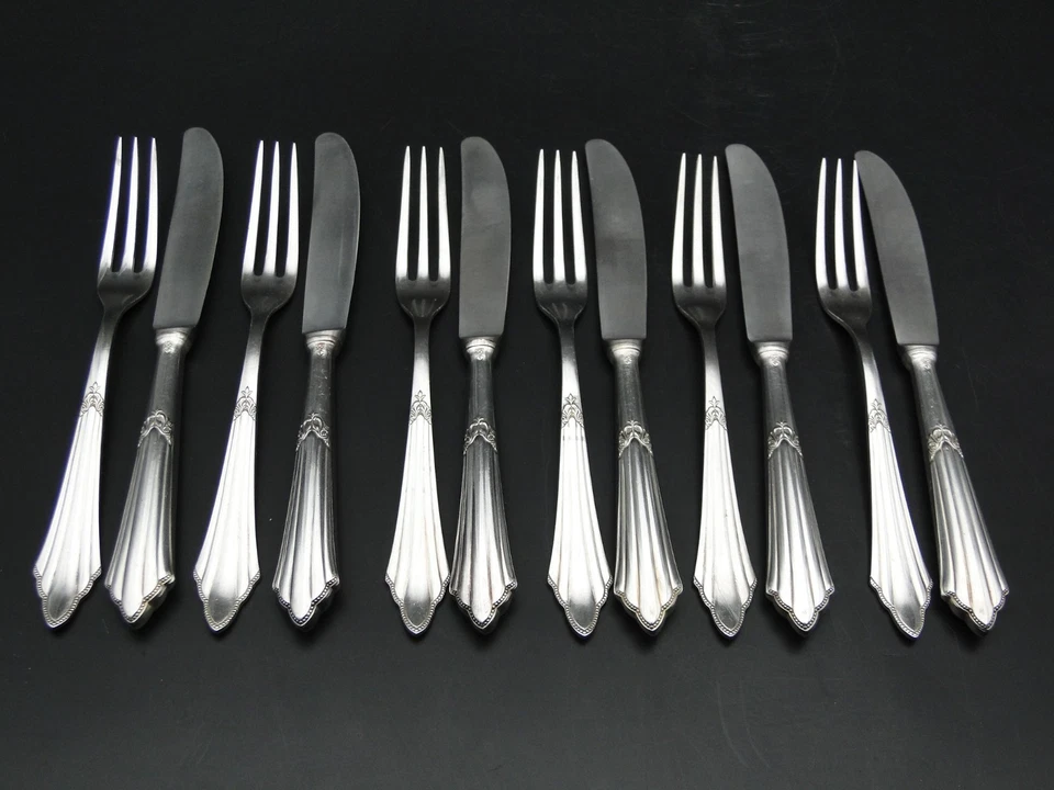 WMF Obstbesteck Fächermuster Modell 900 versilbert Jugendstil 12-teilig - Image 2 of 4