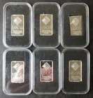 Lot of Six USCG 1/4oz Silver Bars in Capsules