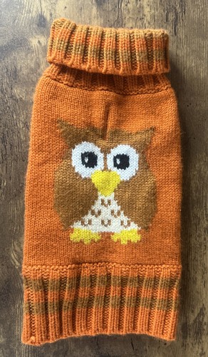 Fabdog Warm Orange Owl Pattern Dog Vest Shirt Clean Fast Safe Shipping Size 10