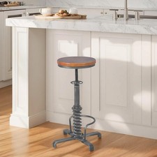 Industrial Bar Stools 24-28inch Counter Height Adjustable Vintage Kitchen Isl...