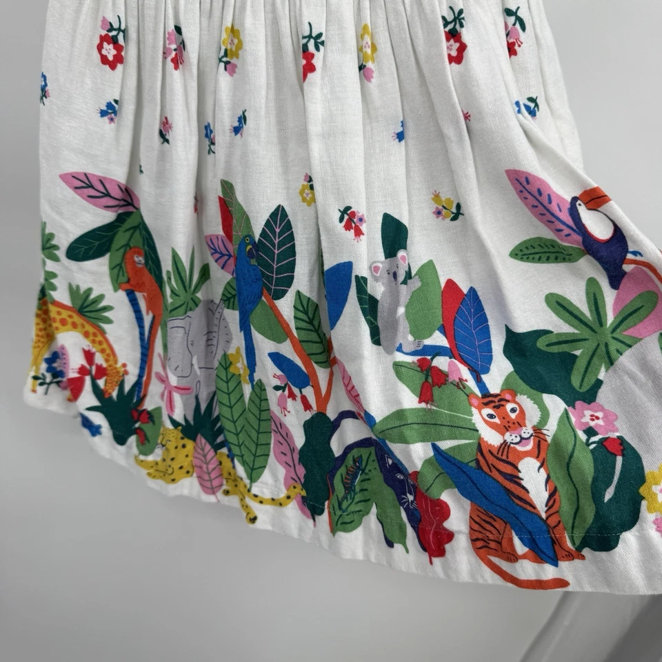 Mini Vestido Boden Selva Niñas 2-3 años Mezcla de Lino Niñas Capas Tul Floral Animal Foto 4 de 4