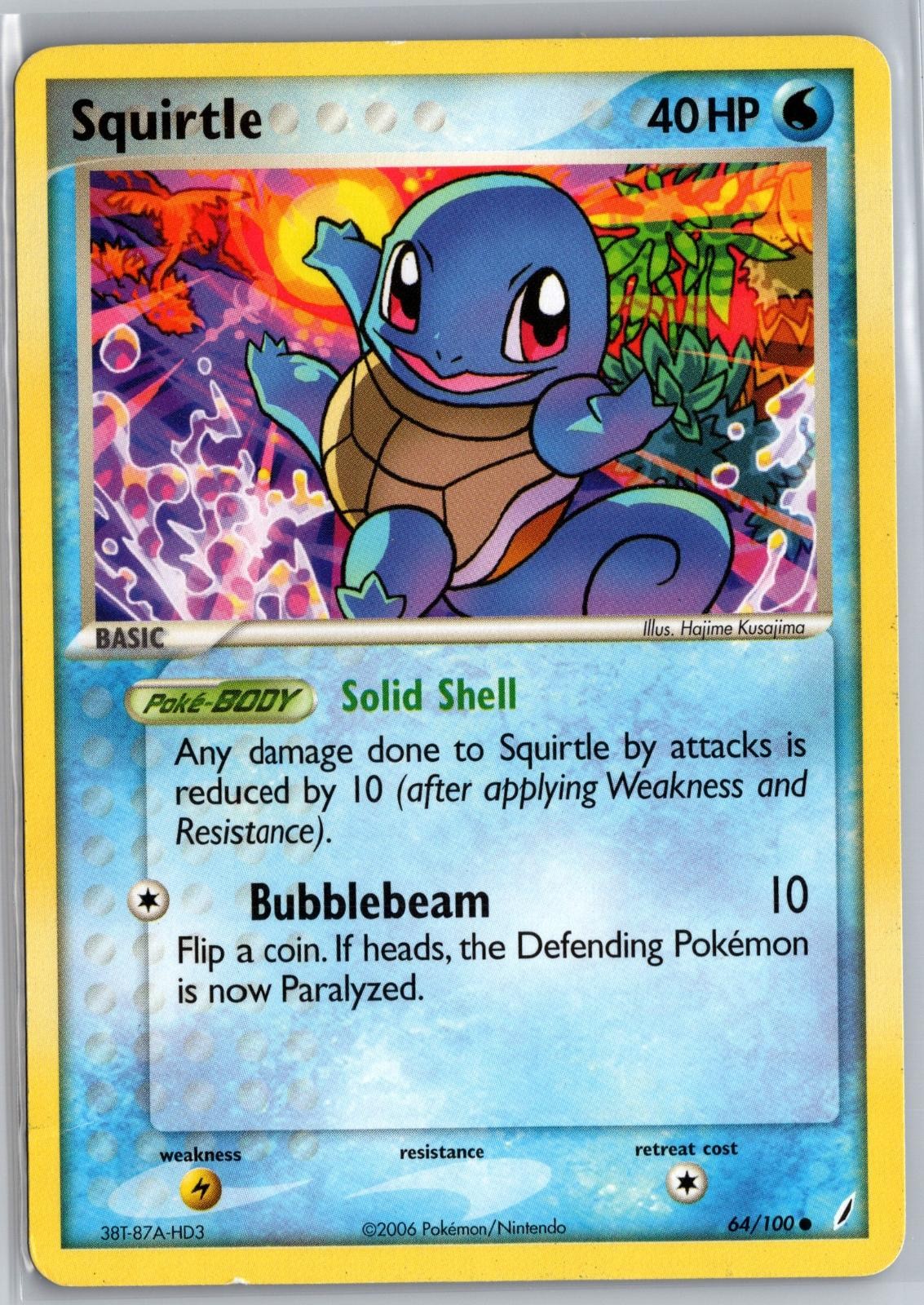 SQUIRTLE 64/100 Common Crystal Guardians Pokemon Moderately Played