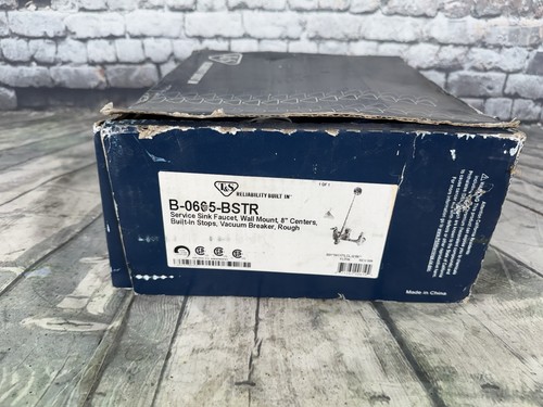 T S B0665BSTR Service Sink Faucet Wall Mount 8" Centers Built In Stops-C - Picture 2 of 13