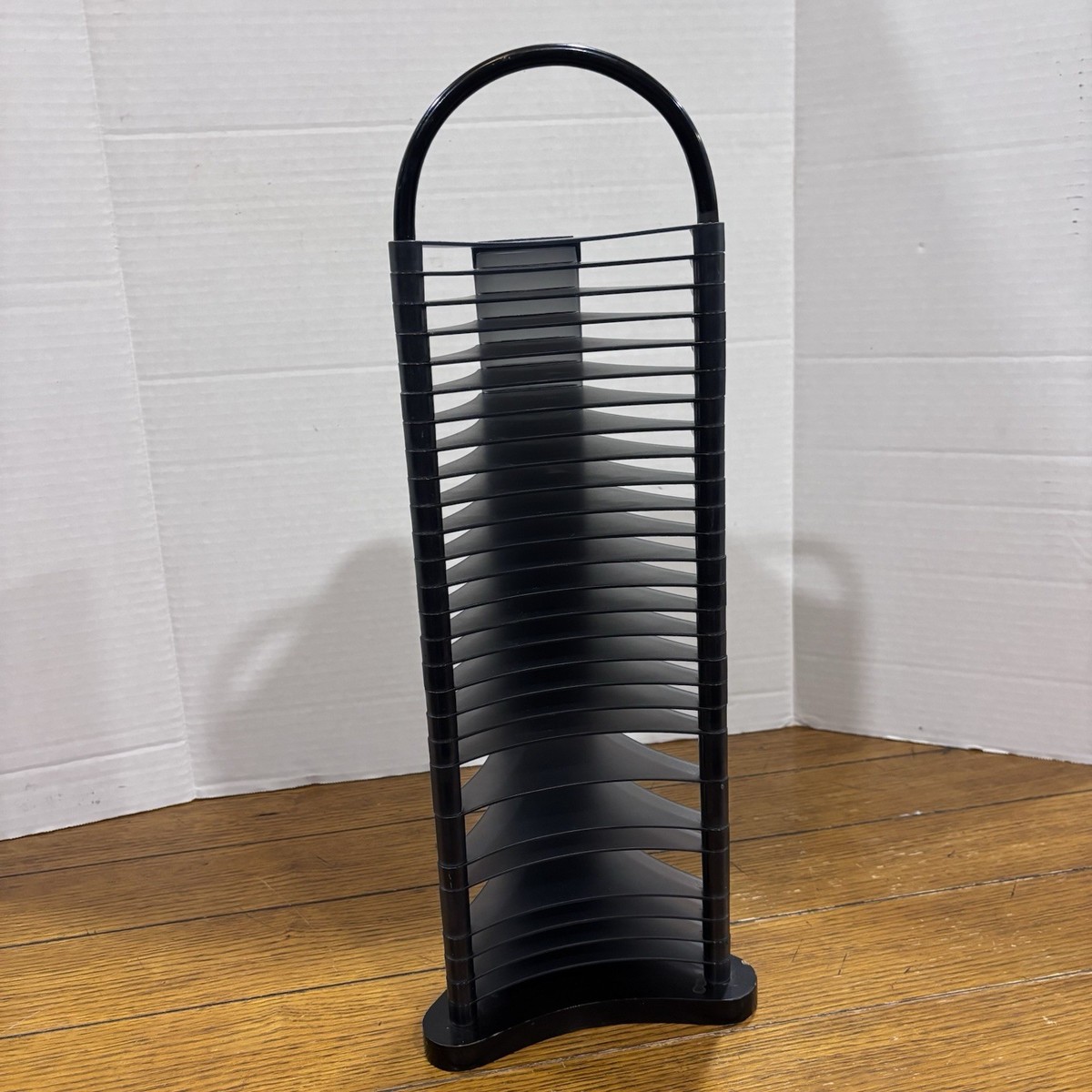 Fellowes Vintage 90s 32 Disc CD Tower Rack Holder Wood Black