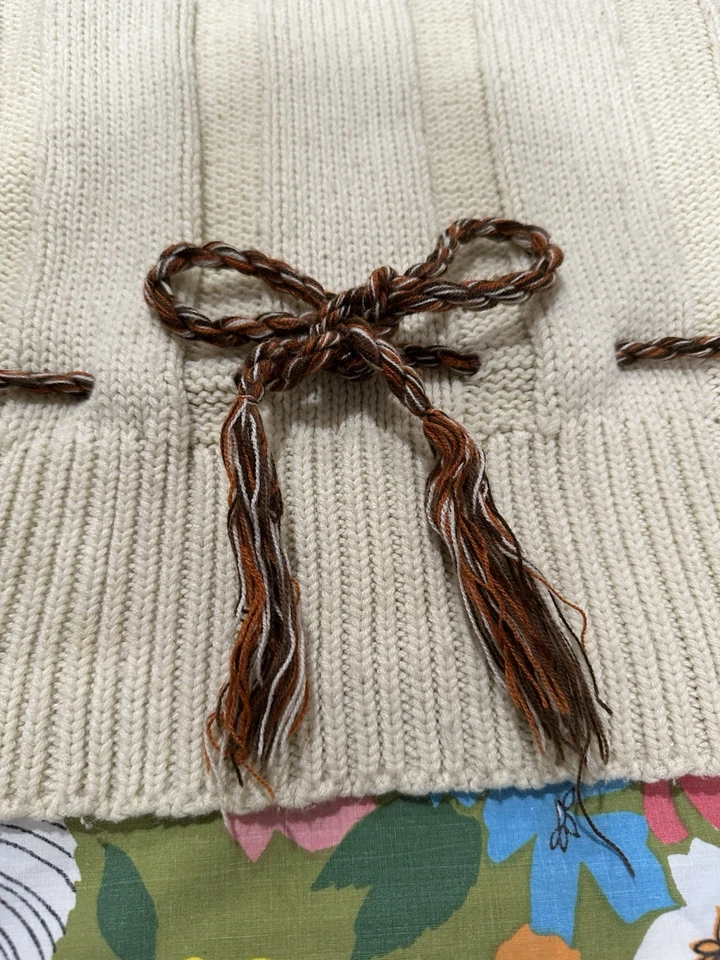 Suéter vintage anos 70 Chego outono creme com acabamento marrom tamanho G - Imagem 4 de 4