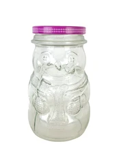 VTG Kraft Snowman GRAPE Jelly Clear Glass Jar with Original Lid 6" Tall