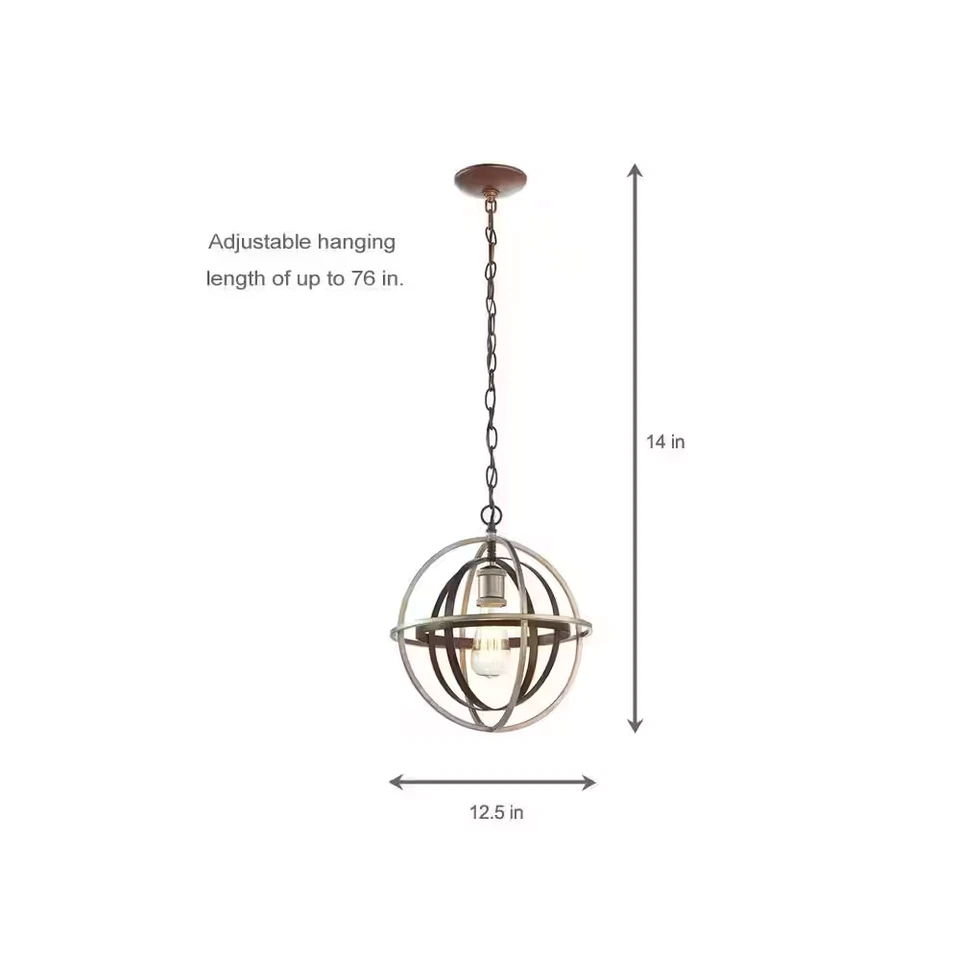 Home Decorators Barton Bay 1-Light Bronze and Champagne Pewter Orb Mini Pendant. - Image 2 of 4
