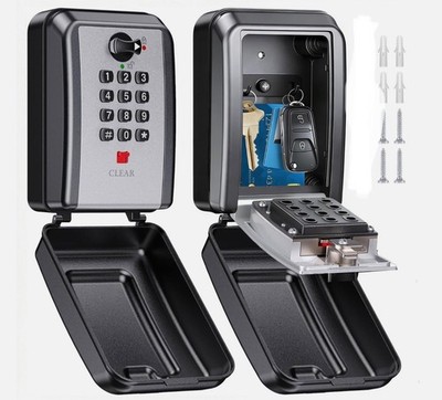 Sturdy Waterproof Outdoor Key Lock Box Large Capacity Wall Mount Keys-Cards-NEW