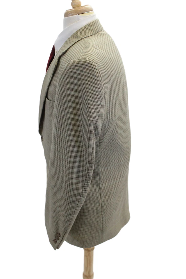 Traje Chaqueta Alan River Para Hombres Cuello Pata de Gallo Dos Botones Beige Talla 40R Foto 3 de 4