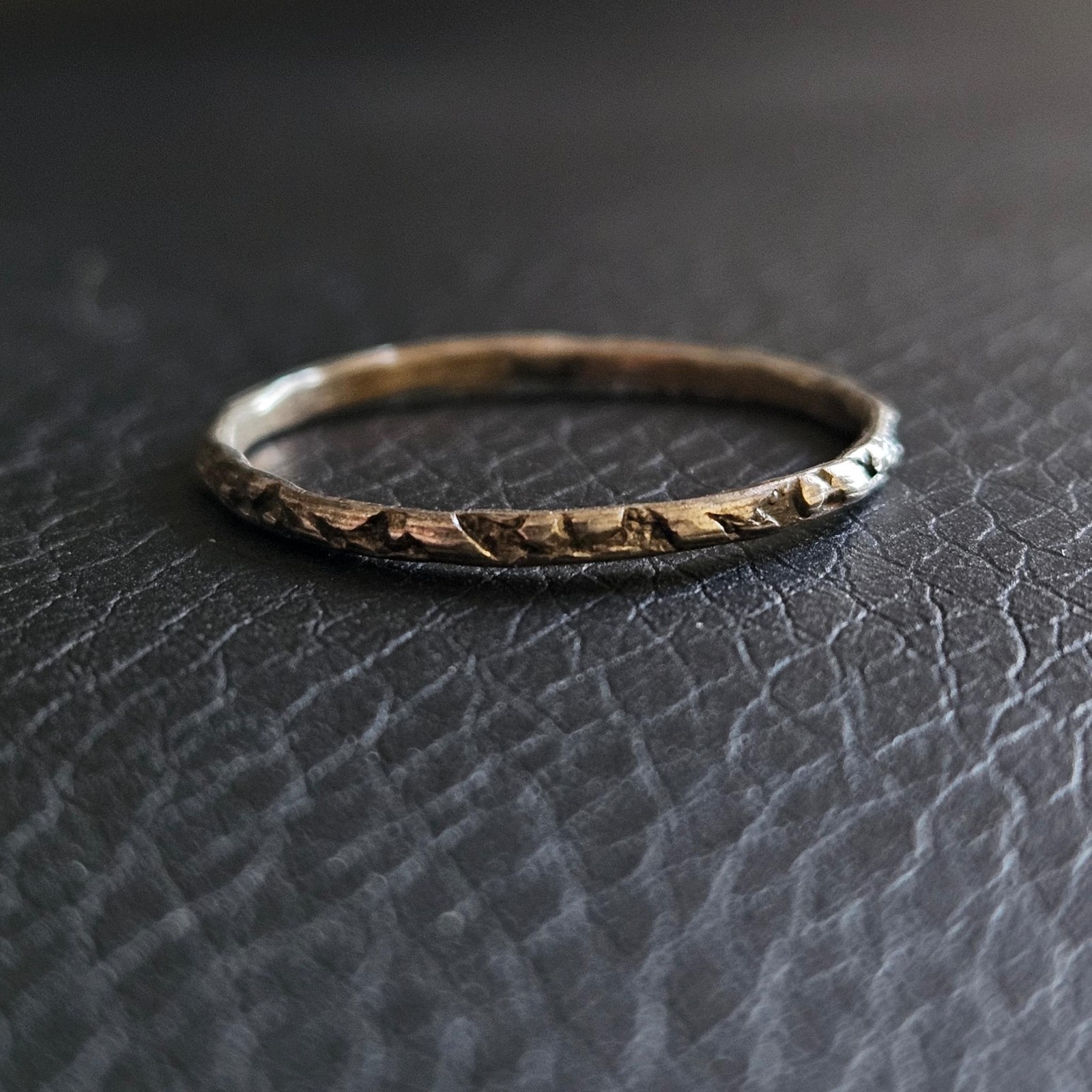 Solid Silver Fine Random Engraved Fine Ring Fine … - image 1