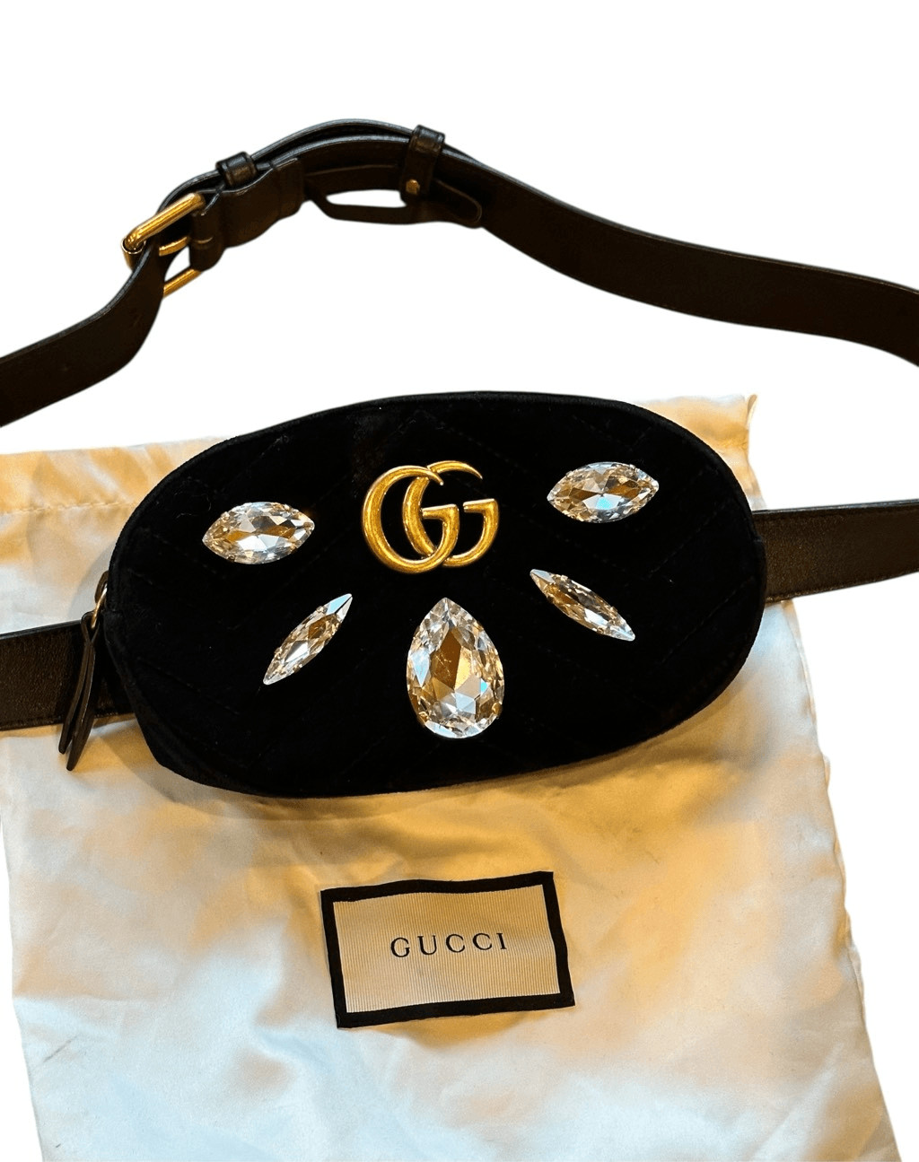 Gucci GG Marmont Crystal Belt Bag in Black image 3