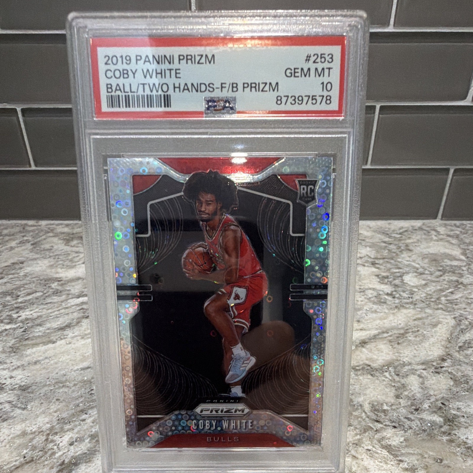 Panini 2019-20 Prizm Coby White #253 Fast Break Prizm RC PSA 10 Chicago Bulls