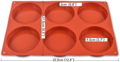 Runde Kuchenform aus Silikon, zylindrisch, 1 Packung mit 6 Mulden, 10,2 cm, S...