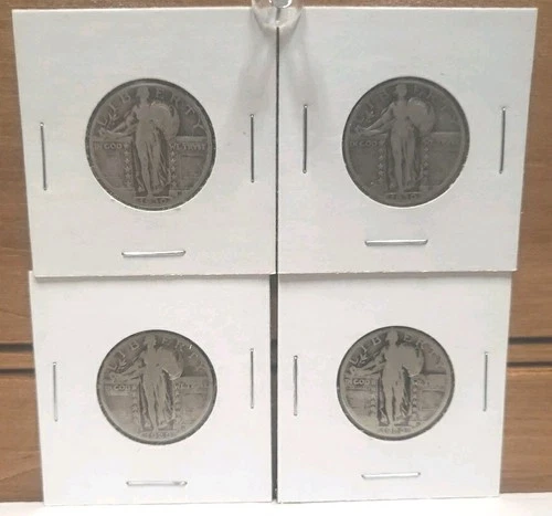 Lot of 4 Standing Liberty Quarters 90%  Silver Circulated Ungraded  # 79