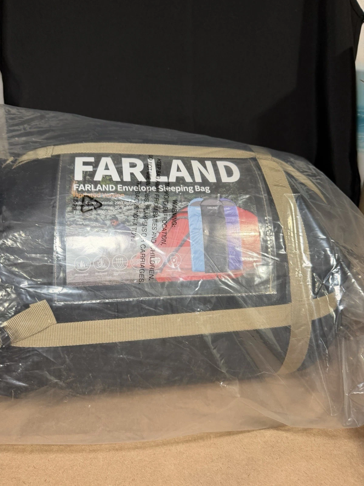 Farland Envelope Sleeping Bag Large Grey 20°F Waterproof Windproof Durable