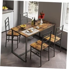 s Dining Table Set with 4 Chairs,Kitchen Table and Chairs for 4 5 Piece Brown-1