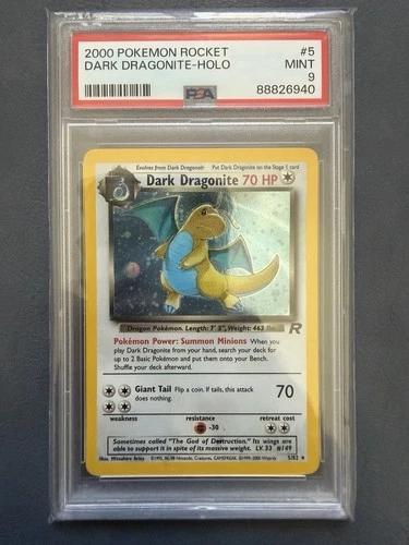 2000 Pokemon Rocket Dark Dragonite Holo PSA 9