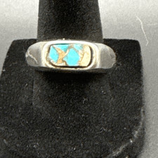 Kingman Turquoise and Sterling Silver Ring, size 9, NEW, Unisex