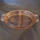 Jeannette Floral Poinsettia Pink Depression Glass Divided Relish Oval Dish