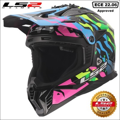 LS2 MX708 FAST II WASH LEICHTER OFFROAD MX QUAD HELM GROTESK PINK GRÜN