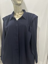 Halston Navy Blue Long Sleeves Shirt Dress Size 16