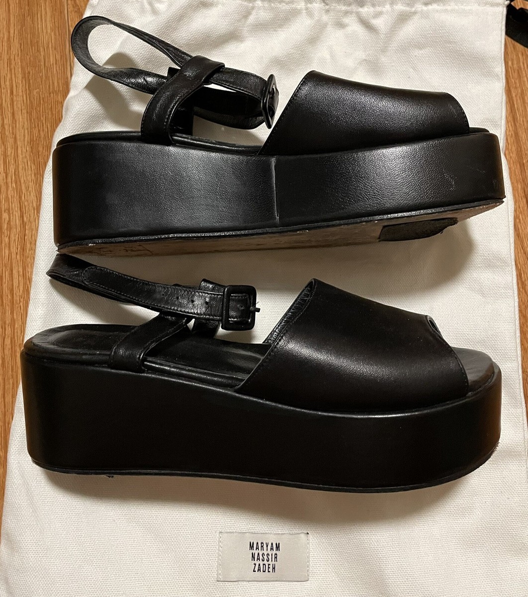 Maryam Nasir Zadeh MNZ Tine Black Leather Flatform Platform