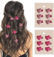 12pcs Mini Heart Duckbill Clips Pink Hair Barrettes Temperament Hair Accessories