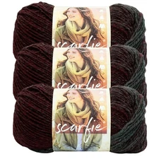 (3 Pack) Lion Brand Yarn 826-208S Scarfie Yarn, Oxford/Claret