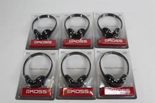 Lot of 6 New Koss KPH7 Adjustable Lightweight On Ear Portable Headphones Black