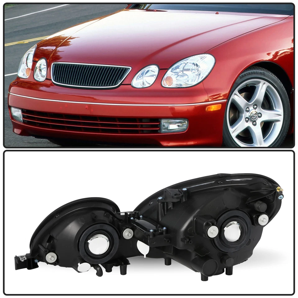 Faros para proyector halógeno cromado Lexus GS300 GS400 GS430 1998-2005 con bombilla Foto 3 de 4