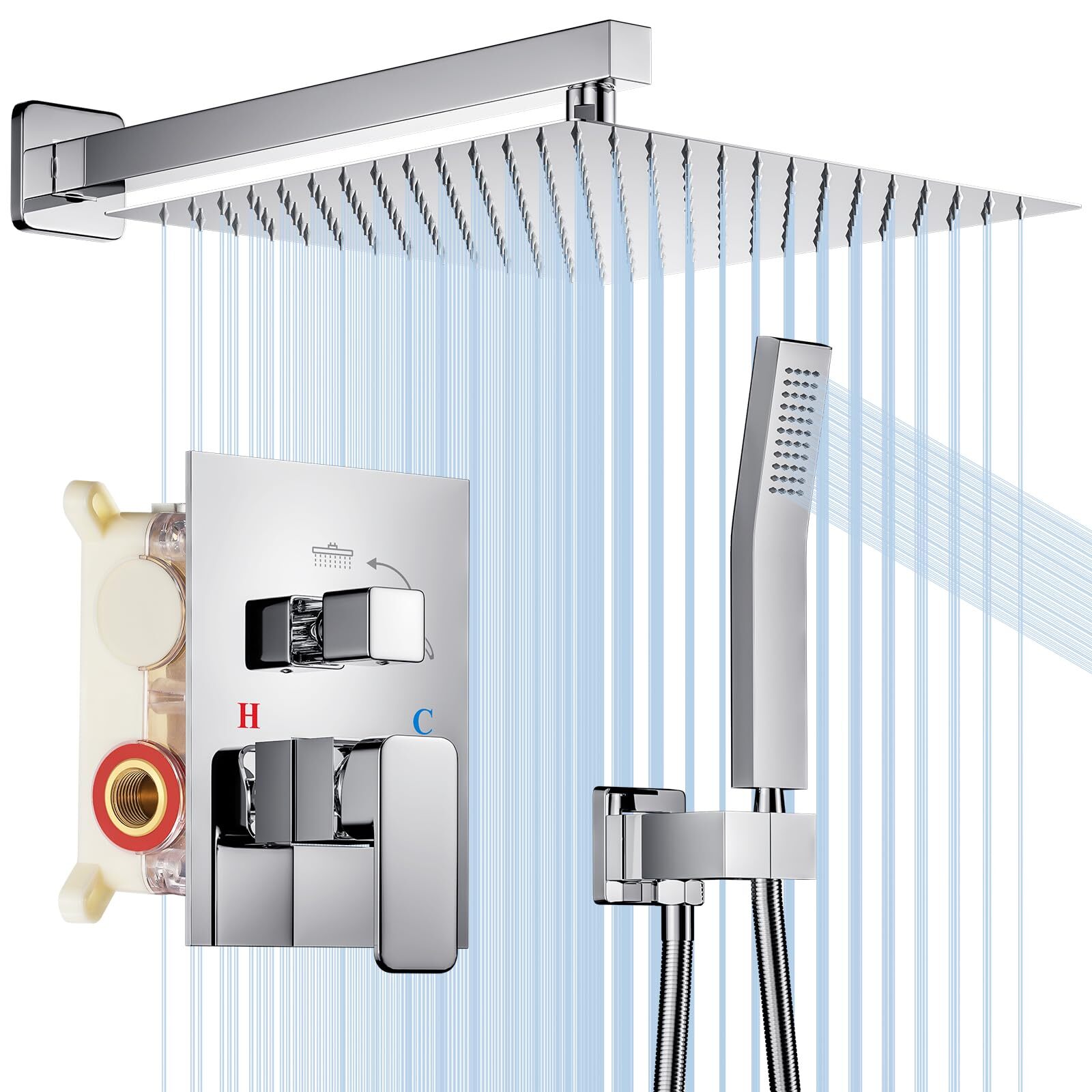 Shower System, HotQing 12 Inch Rainfall Shower System with High Pressure Rain...