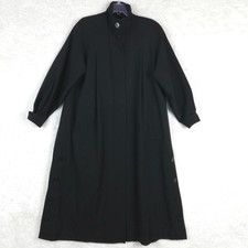 Vtg Sanyo Carol Cohen Womens Coat Trench Pure Wool Black Long Lagenlook 6
