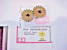 1933-47 2 PCS GILBERT ERECTOR SET PART P-49 BRASS 18 TOOTH GEAR DULL FINISH