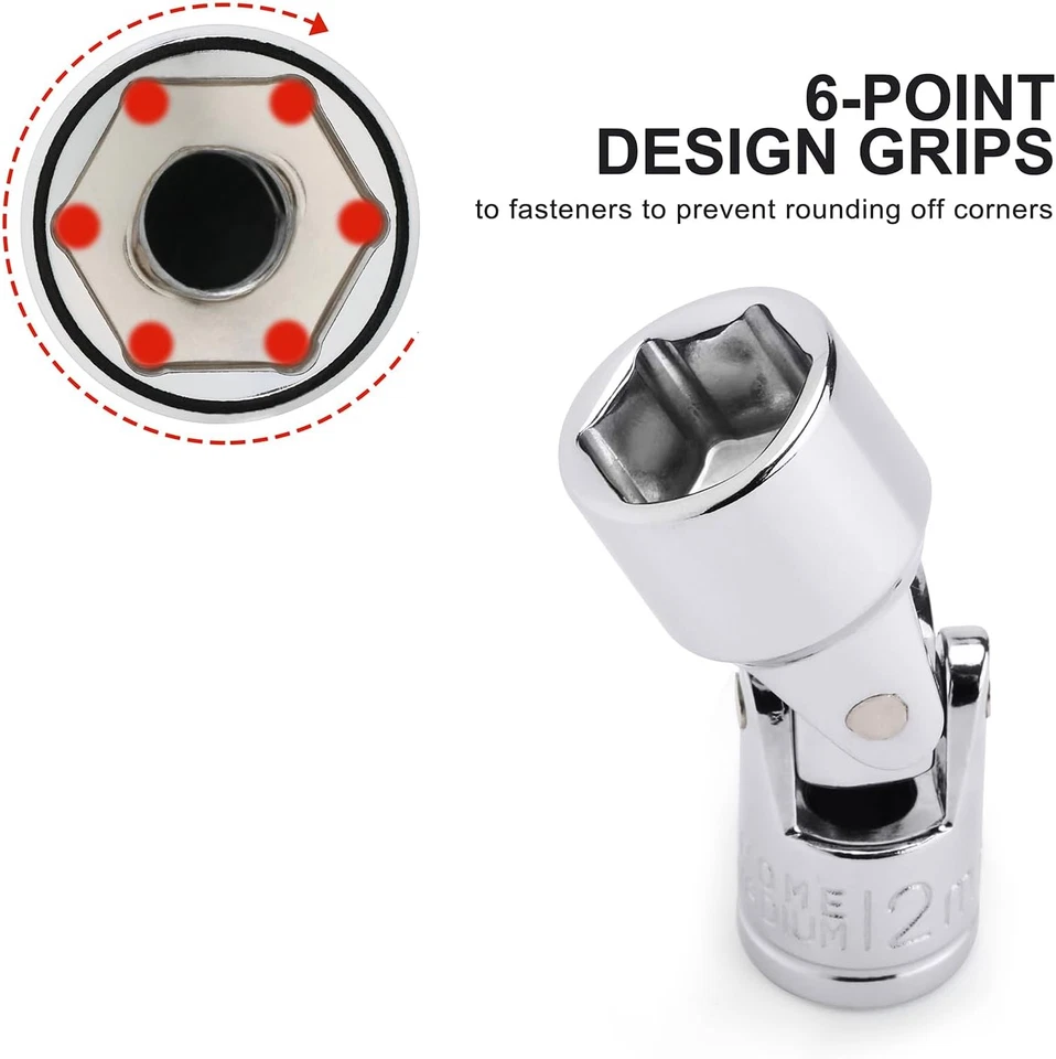 CASOMAN 12PCS 1/4" Drive Universal Flex Socket Set, Metric, 5Mm to 15Mm, 6-Point - Image 3 of 4