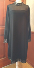 Cato Size 18/20W Little Black Dress Sequins at Neck Hem and Wrist Shear at Shoul