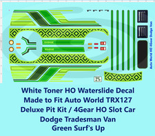 White Toner HO Decal Made for AW 4Gear Dodge Tradesman Van Surf's Up Green