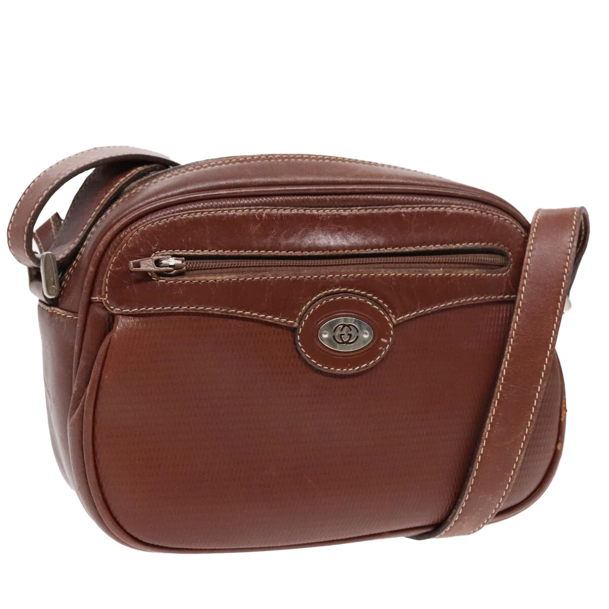 Sac bandoulière Gucci double G en cuir marron authentique